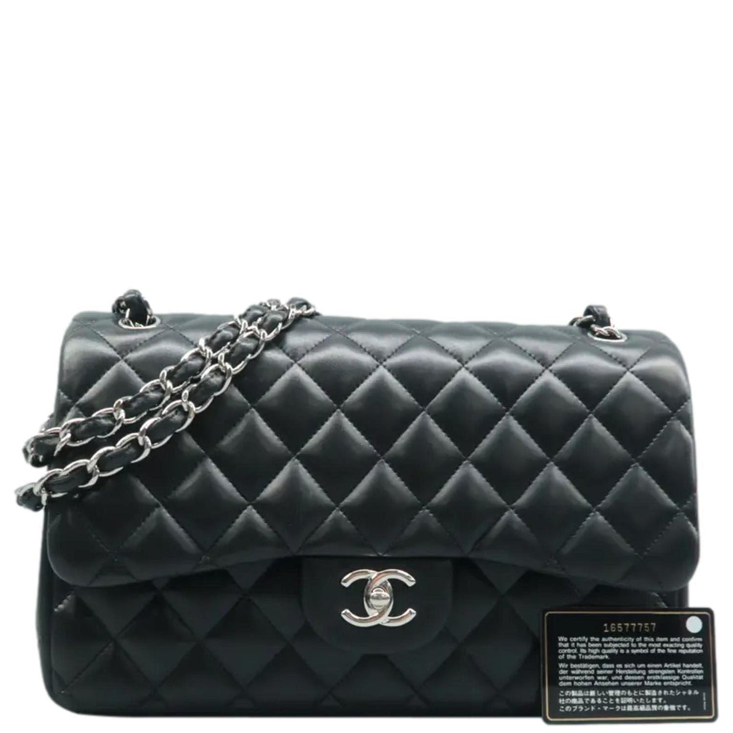 CHANEL Jumbo Classic Double Flap Quilted Leather Shoulder Bag Black