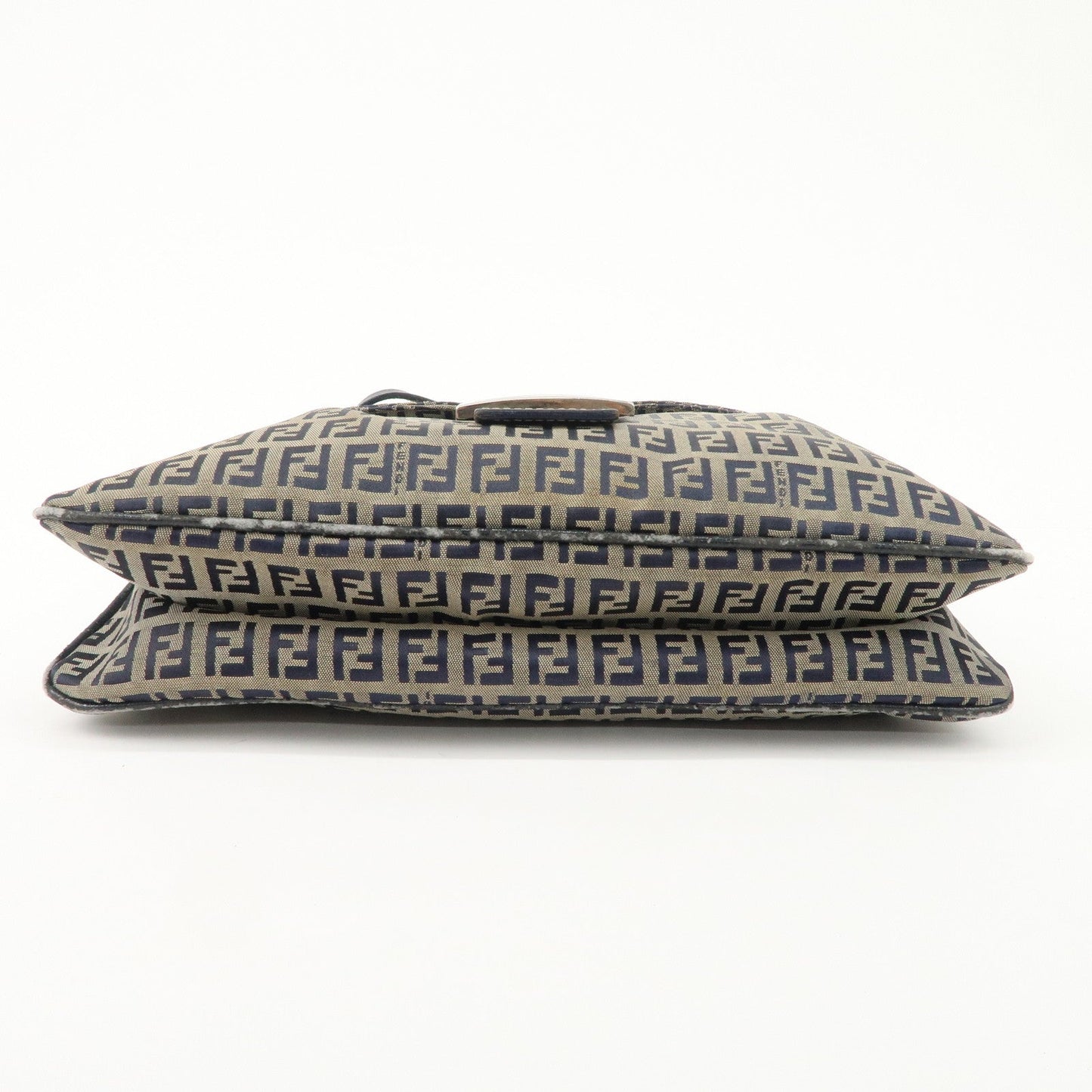 FENDI Zucchino Canvas Leather Shoulder Bag Hand Bag Grey Navy 26796