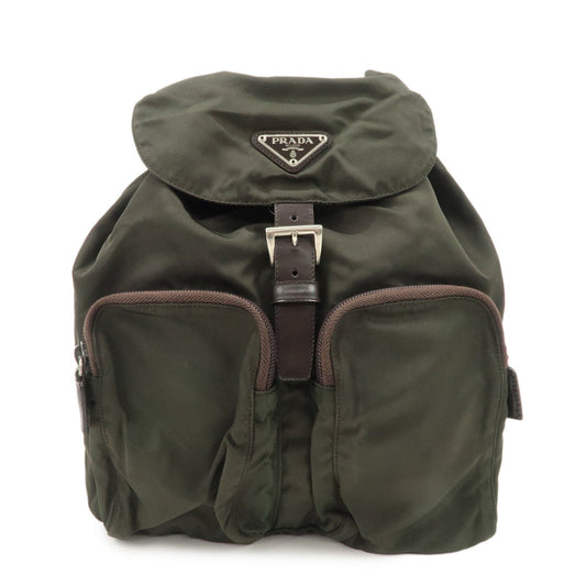 PRADA  Triangle Logo Leather Nylon BackPack B5885F