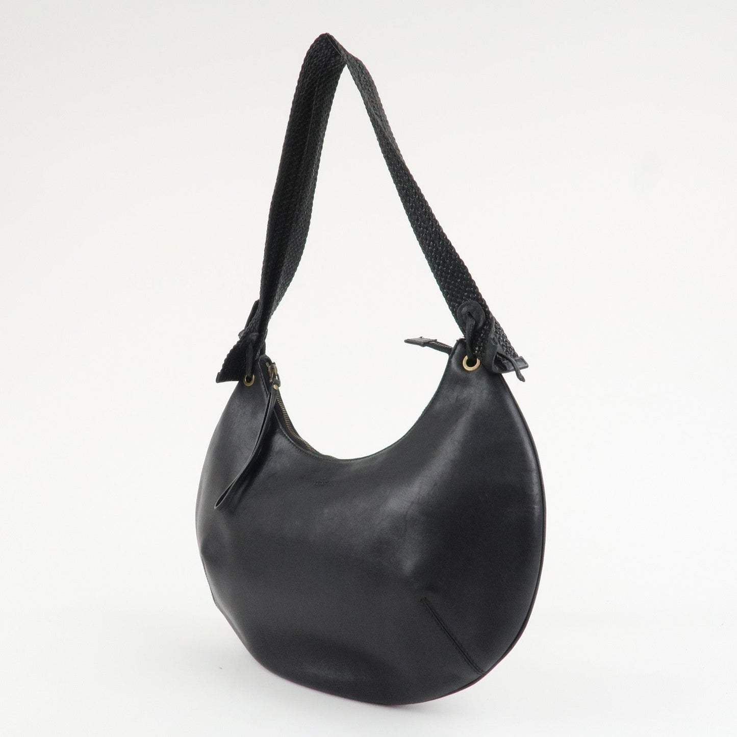 GUCCI Logo Leather Hobo Bag Shoulder Bag Hand Bag Black 204990