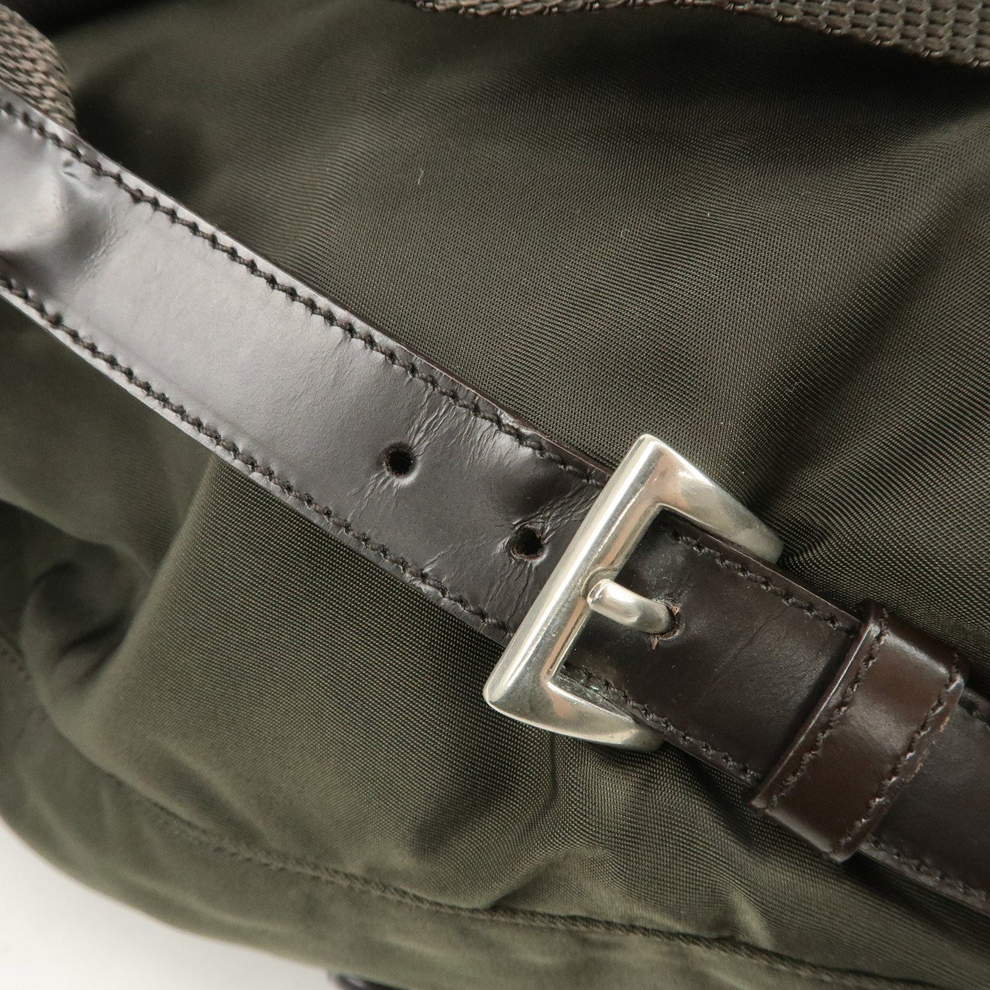 PRADA  Triangle Logo Leather Nylon BackPack B5885F