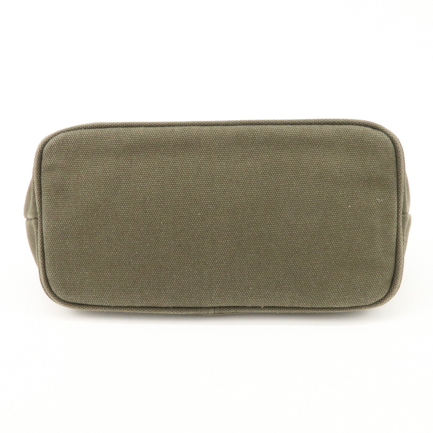 PRADA Triangle Logo Canvas Leather Cosmetic Pouch Khaki 1N1857