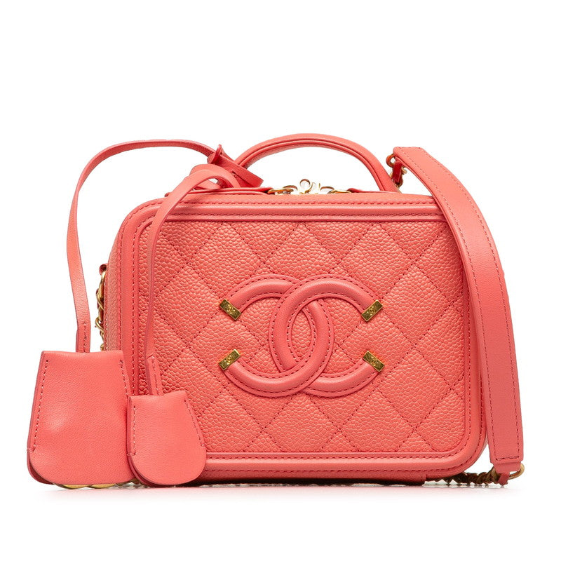 Chanel CC Filigree Caviar Skin 2way Bag Classic Flap