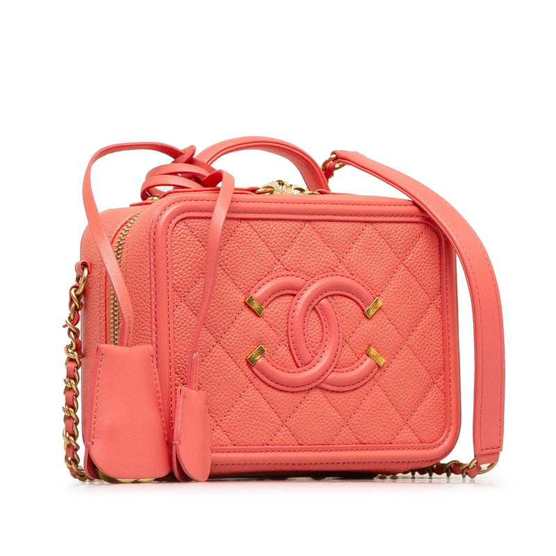Chanel CC Filigree Caviar Skin 2way Bag Classic Flap