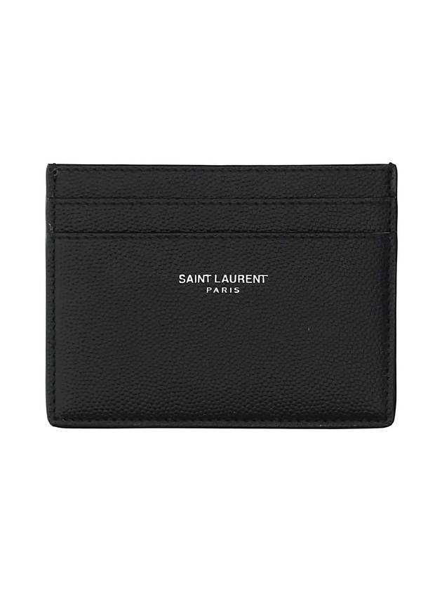Luxury Saint Laurent Trending 2025 Embossed Leather Card Wallet Black