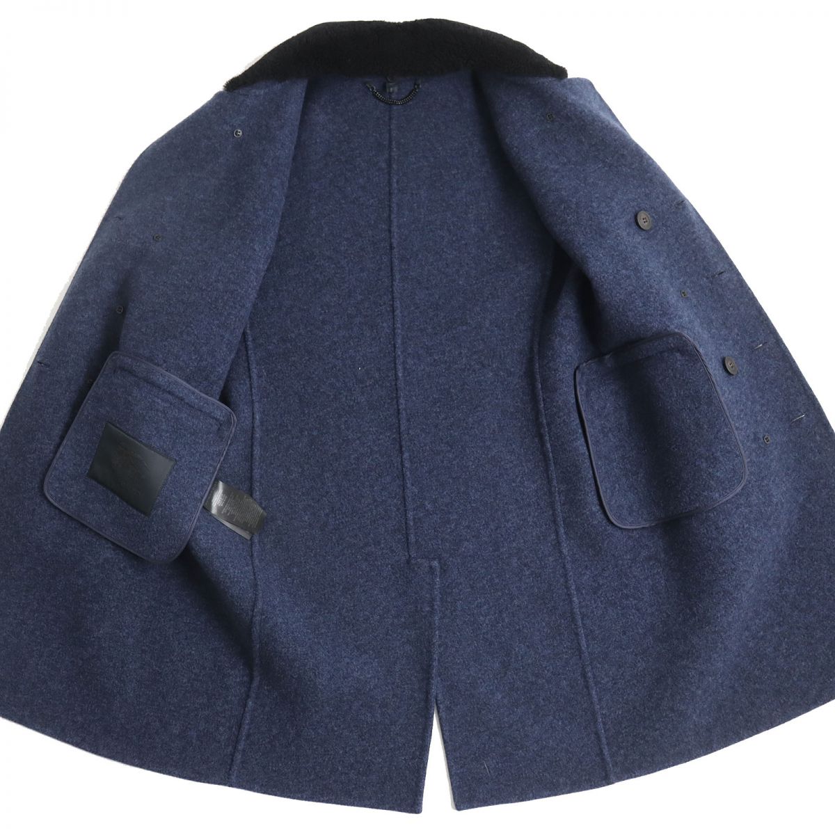BURBERRY coat Outer: 100% wool, Part: 100% mouton, Lining: 100% cupra Navy mens 52