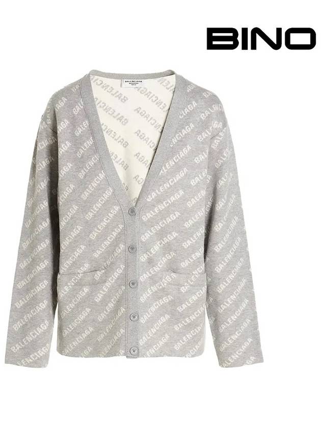 Luxury Balenciaga Trending 2026 wool over logo pattern cardigan Grey