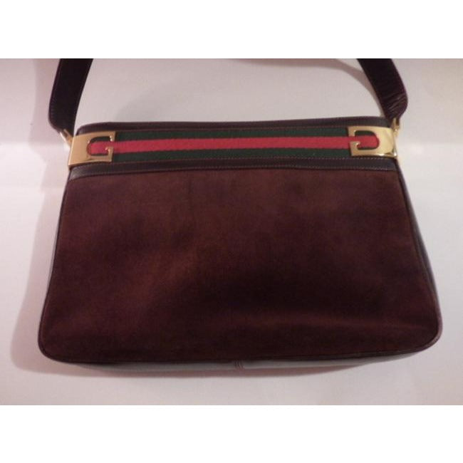 Gucci Top Handle Vintage Brown Suede Hobo Bag
