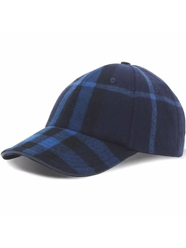 Luxury Burberry Check Pattern Wool Ball Cap Blue