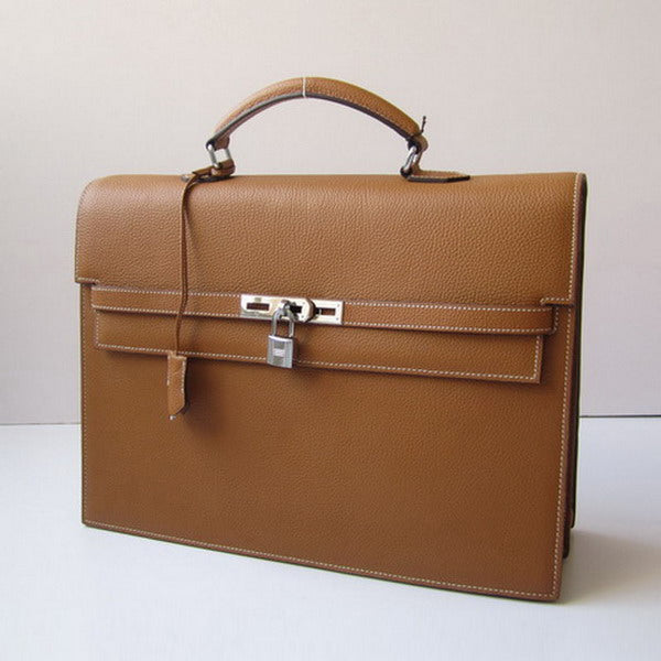 Luxury Hermes Briefcases H269 Briefcase Cow Leather Coffee Bag