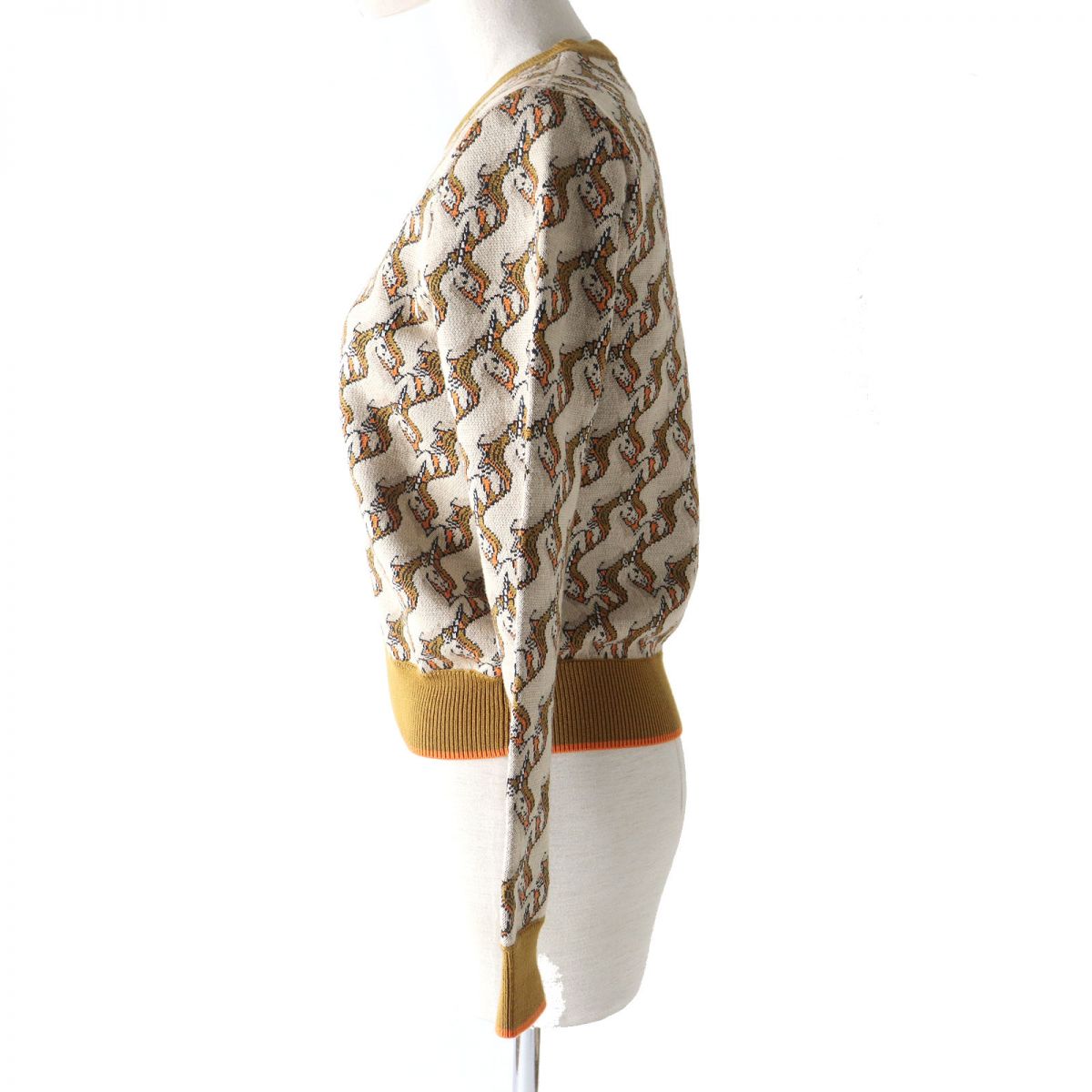 BURBERRY knit Main: 87% wool, Main: 13% polyester Brown x Beige x Orange type Women XS
