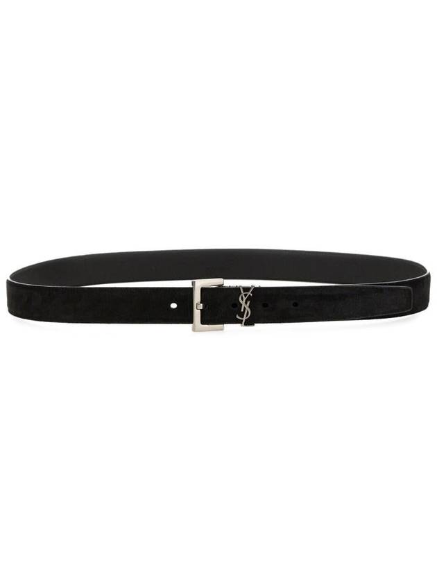 Luxury Saint Laurent Trending 2025 Logo Suede Leather Belt Black