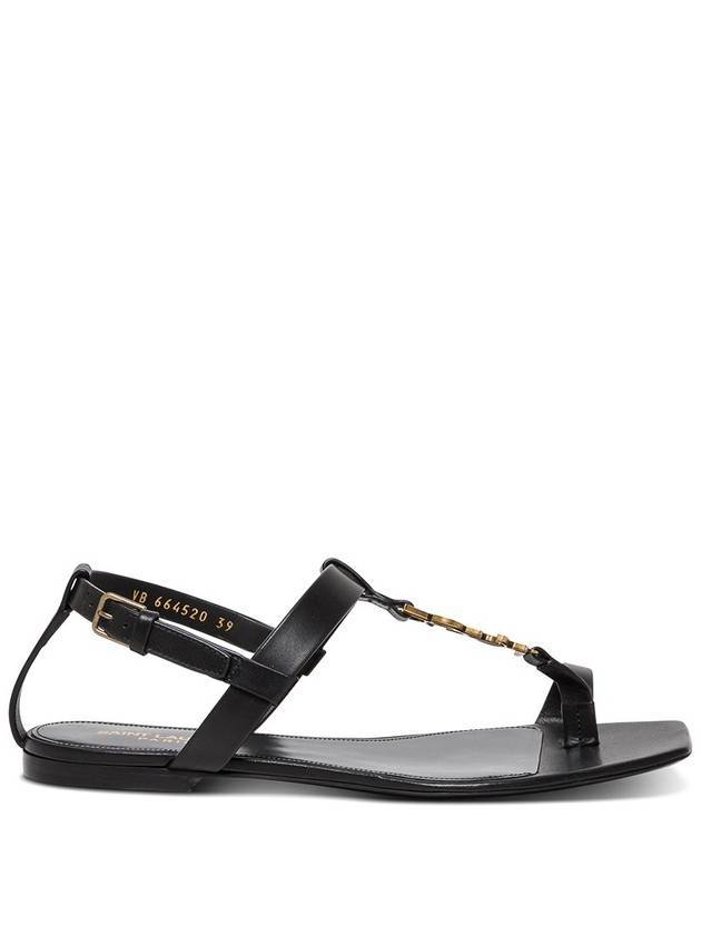 Luxury Saint Laurent Trending 2025 Cassandra Smooth Leather Flat Sandals Black
