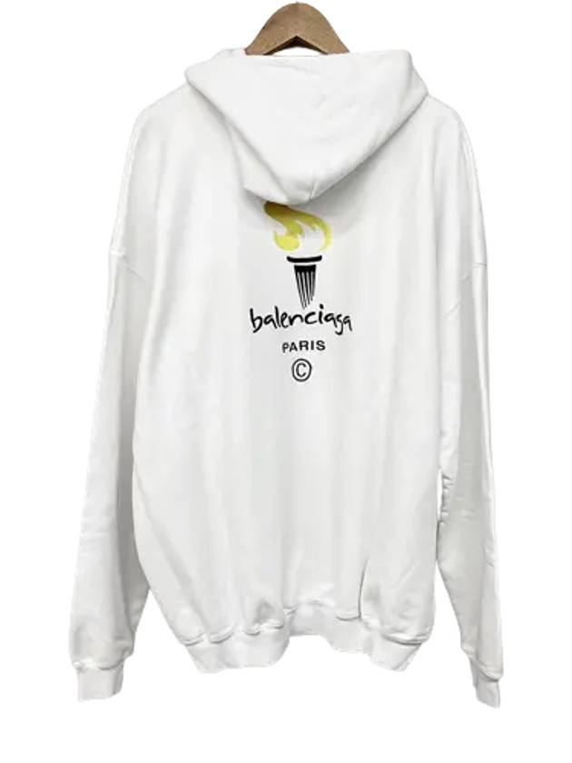 Luxury Balenciaga Trending 2026 Embroidered Flame Logo Hoodie White