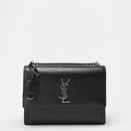 Saint Laurent Black Calfskin Medium Monogram Sunset