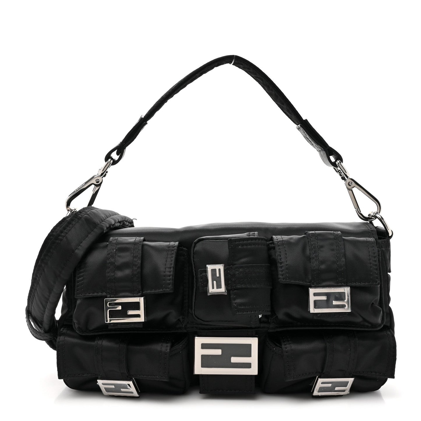 Fendi Econyl Cuoio Romano Multipocket Baguette Black