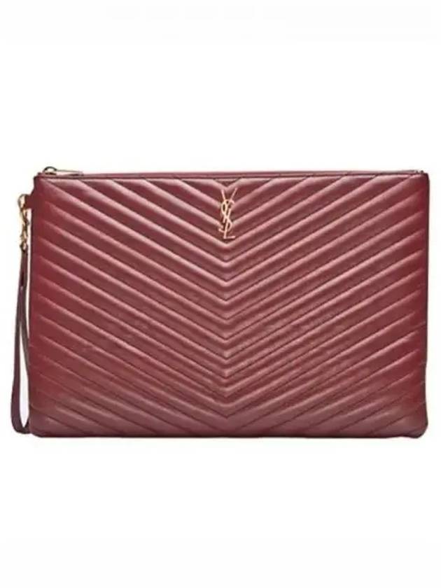 Luxury Saint Laurent Trending 2025 Matelasse Leather Document Holder Wine