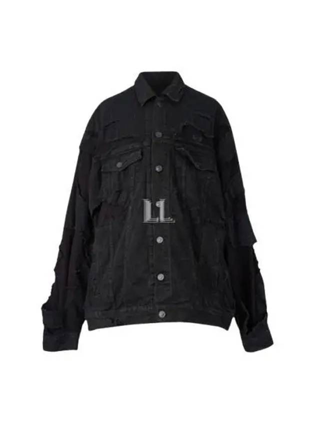 Luxury Balenciaga Trending 2026 Unity Sports Icon Patchwork Denim Jacket Black