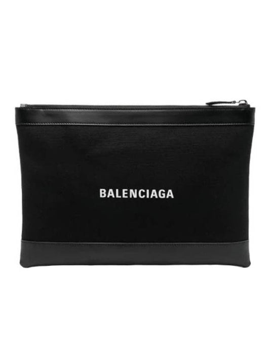 Luxury Balenciaga Trending 2026 Logo Leather Clutch Bag Black