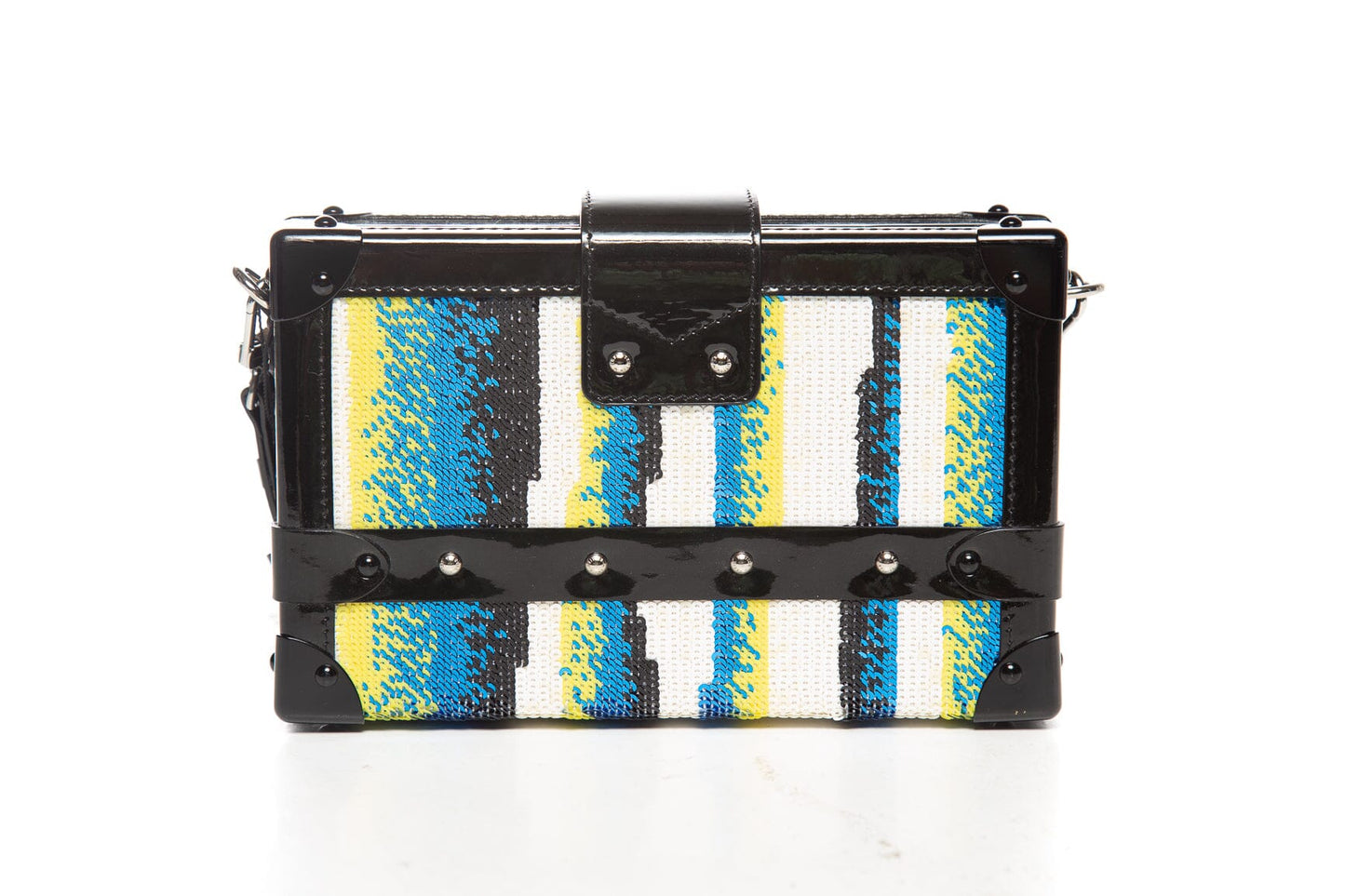 Louis Vuitton Multi Color Sequins and Black Patent Malle Handbag