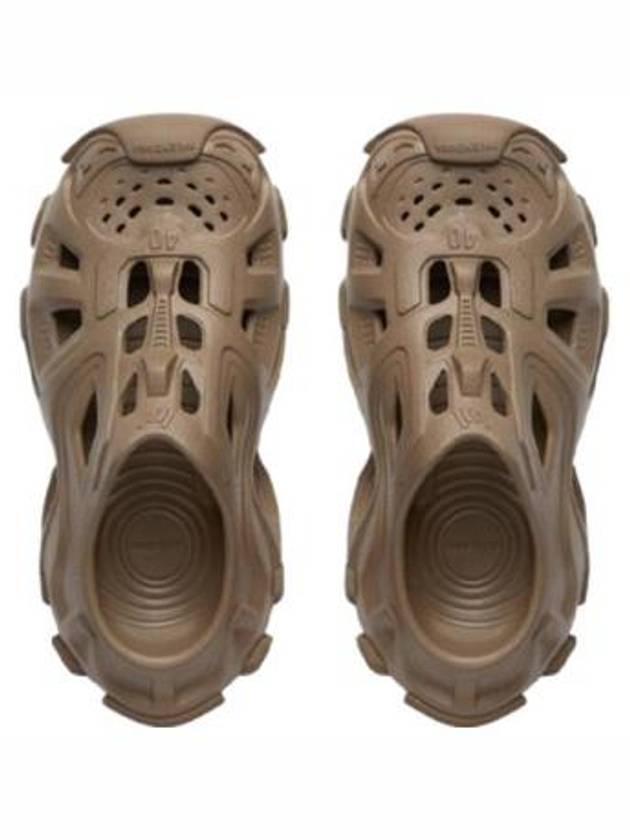 Luxury Balenciaga Trending 2026 HD Embossed Logo Cut-Out Rubber Mule Dark Beige