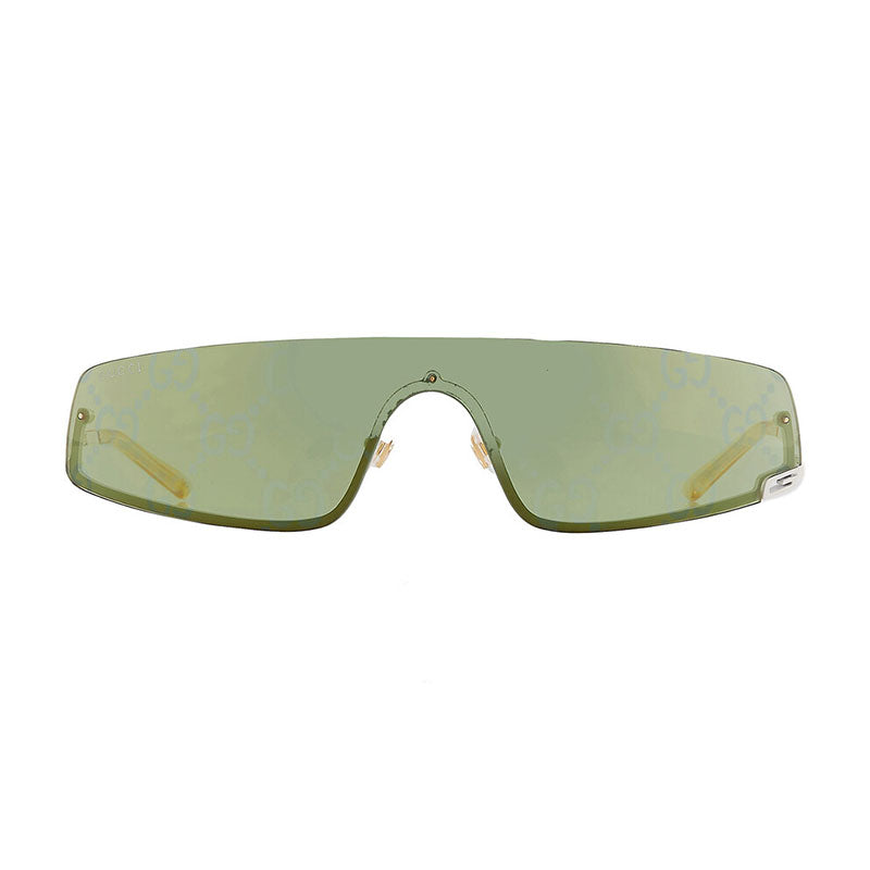 Gucci Sunglasses Shield Semi Rim, Shiny Silver Frame and Grey Lens GG1561S001