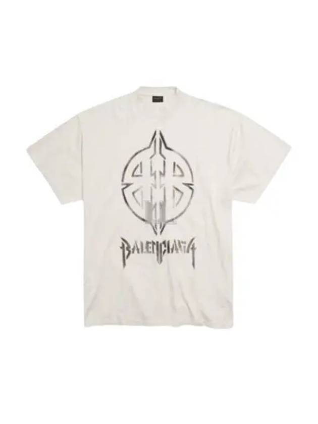 Luxury Balenciaga Trending 2026 Metal BB Stencil Cotton Short Sleeve T-Shirt White