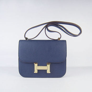 Luxury Hermes Constance Cowskin Leather Bag H017 dark blue gold