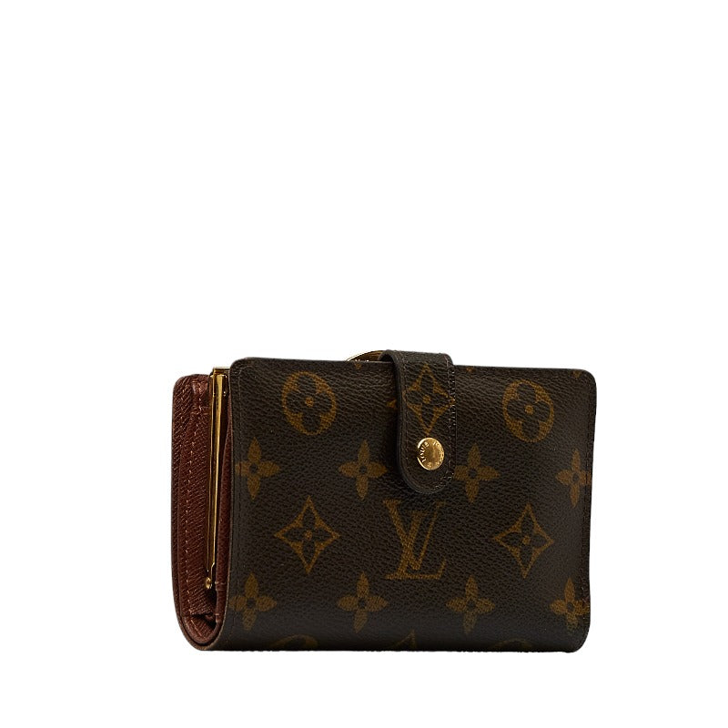 Louis Vuitton Monogram Vienna Double Fold Wallet M61663 Brown PVC Leather Louis Vuitton