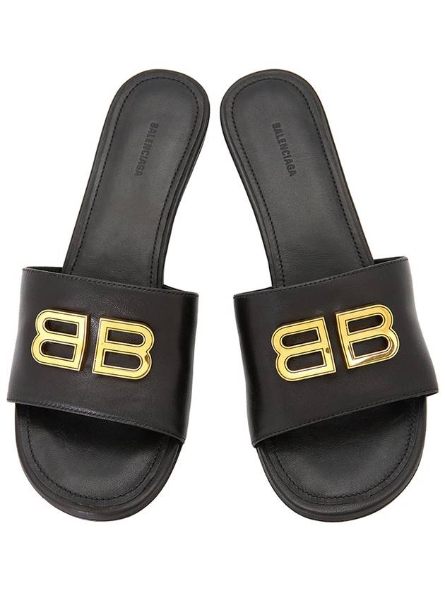 Luxury Balenciaga Trending 2026 BB Leather Slipper Heels Black