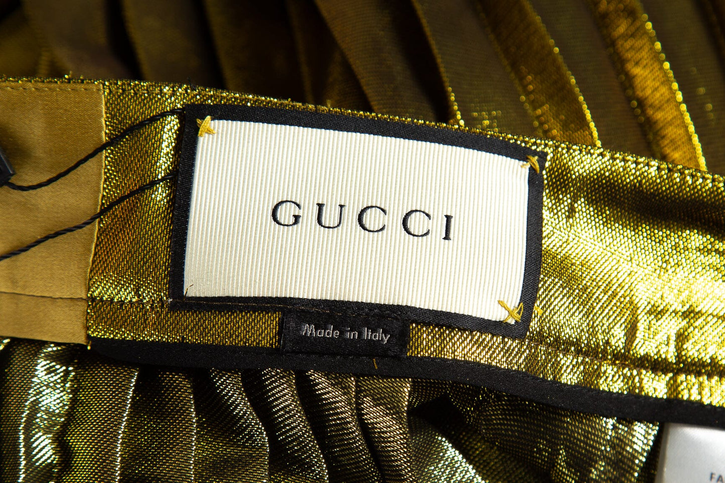 Gucci Metallic Gold Pleated Maxi Skirt SZ 38