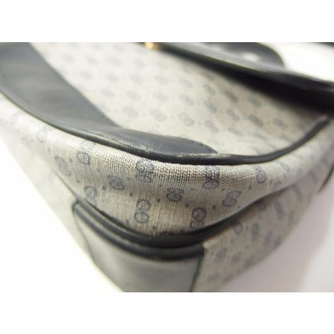 Gucci Vintage Purses Blue Leather And Gg Leather Cross Body Bag
