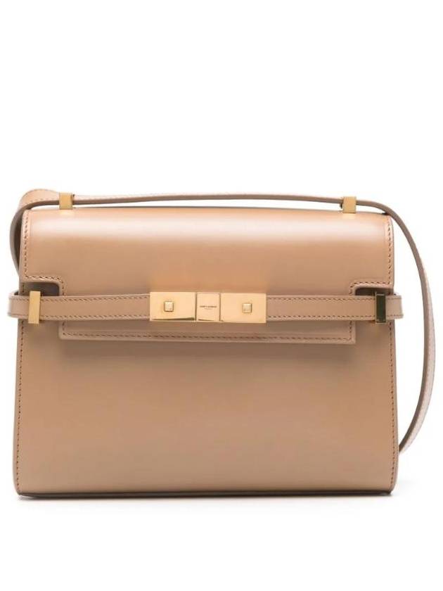 Luxury Saint Laurent Trending 2025 Manhattan Mini Embossed Gold-Tone Logo Leather Cross Bag Beige
