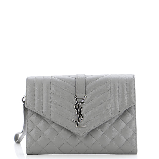 Luxury Saint Laurent Trending 2025 Classic Monogram Envelope Wristlet Clutch Mixed Matelasse Leather