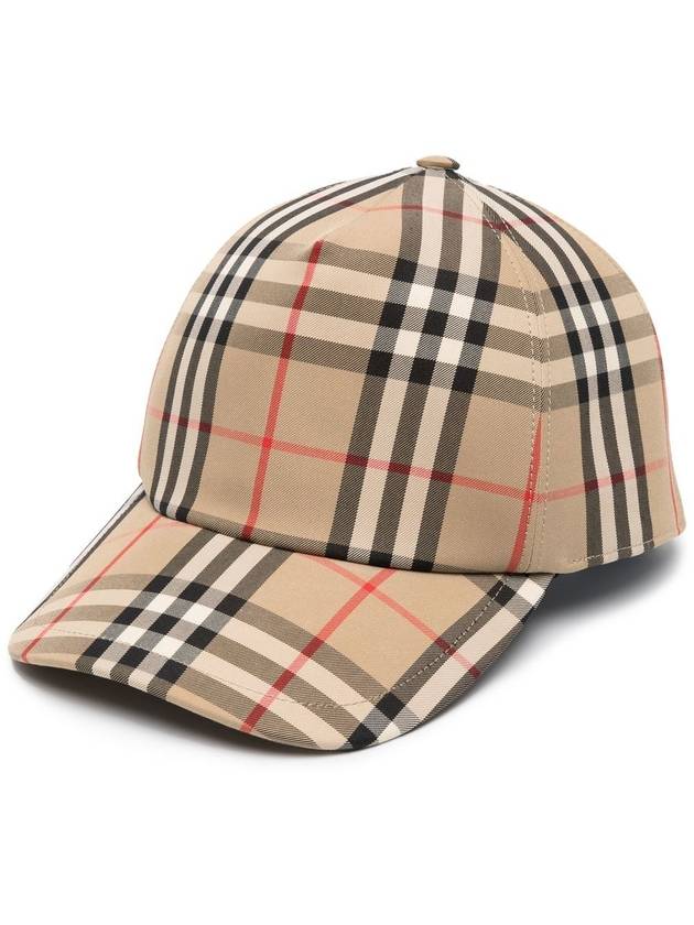 Luxury Burberry logo applique vintage check ball cap beige