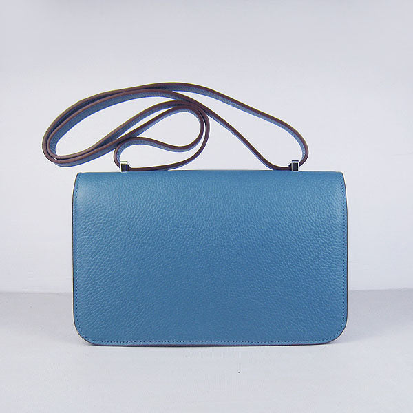 Luxury Hermes calf Leather Message Bag H020 blue silver