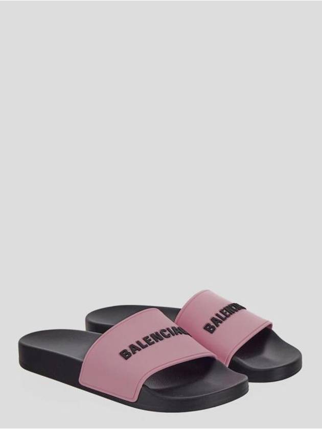 Luxury Balenciaga Trending 2026 Logo Pool Slippers Pink