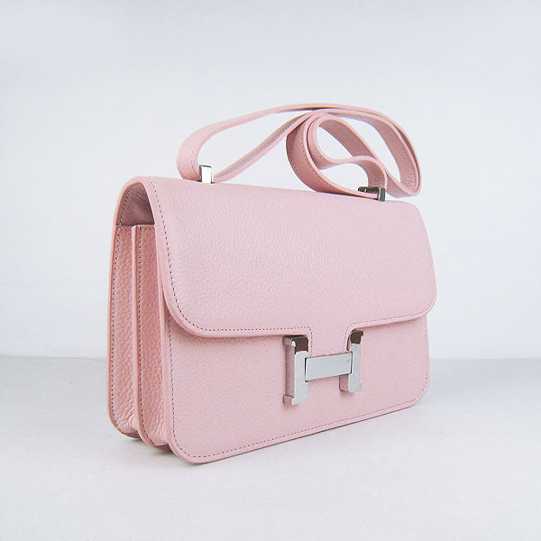 Luxury Hermes Calf Leather Message Bag H020 Pink Silver