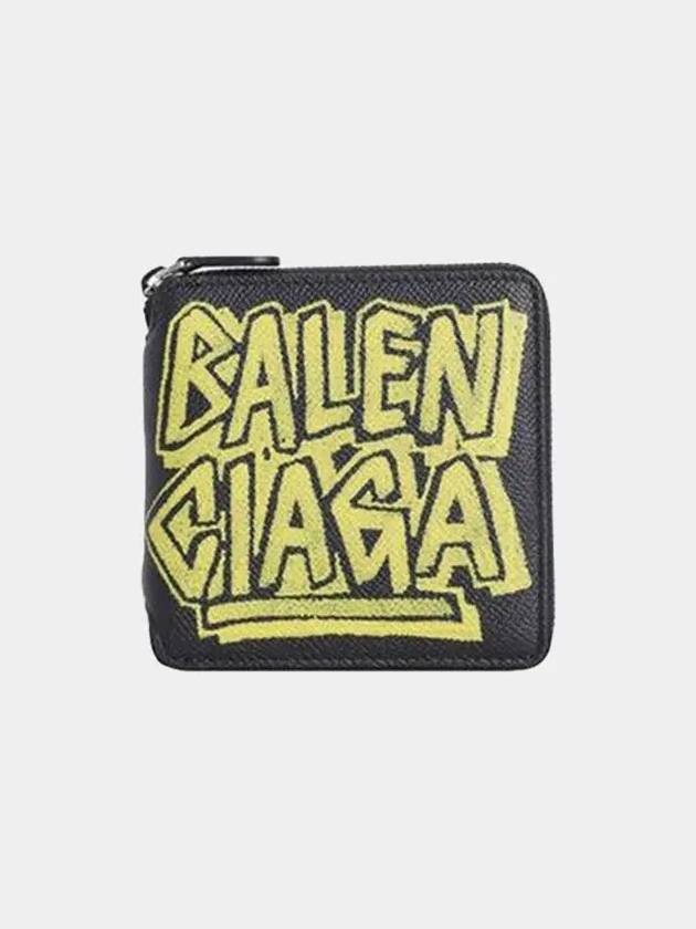 Luxury Balenciaga Trending 2026 Paris Gravity Logo Leather Zipper Half Wallet Black