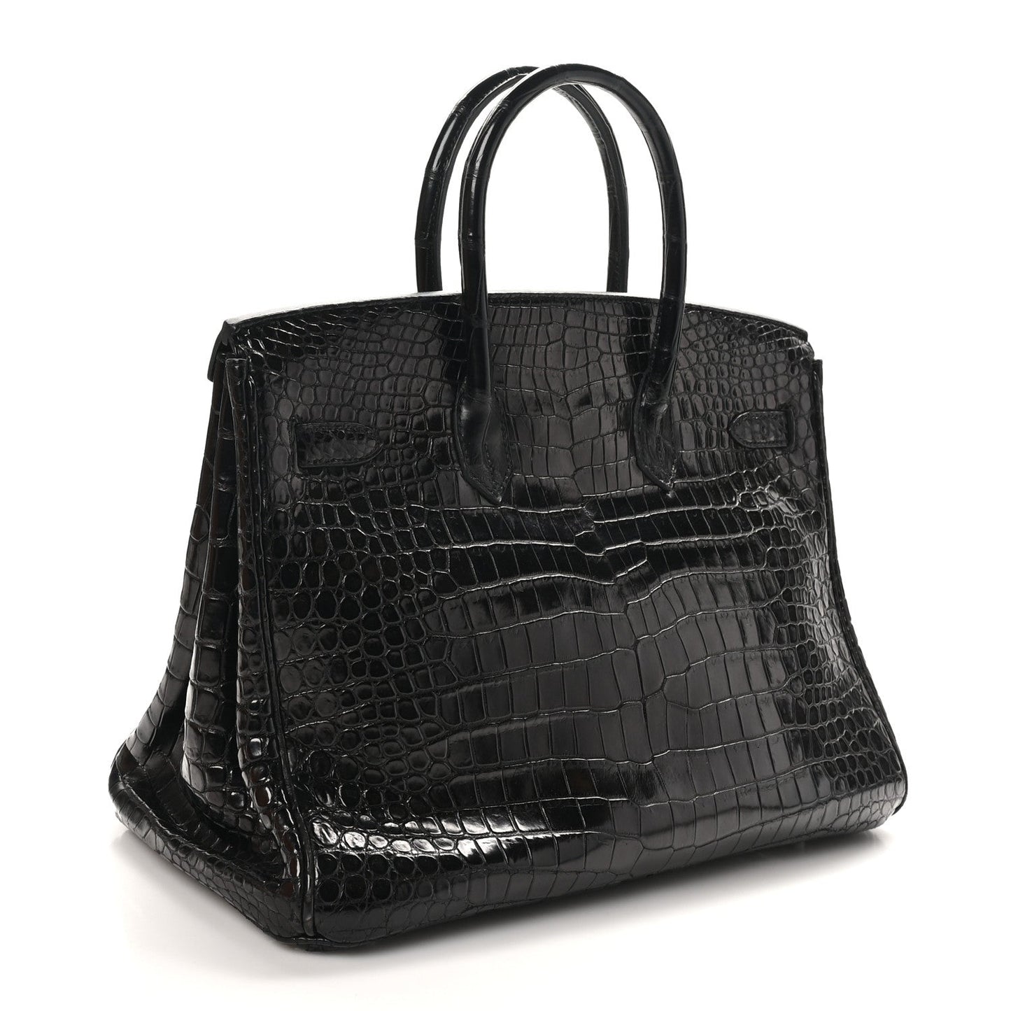 Hermes Shiny Porosus Crocodile Birkin 35 Black