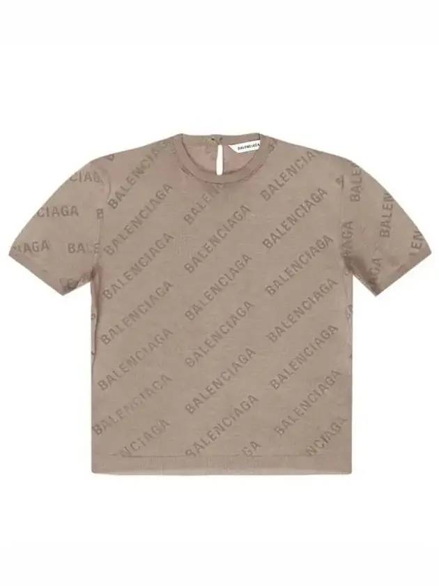 Luxury Balenciaga Trending 2026 Cotton Diagonal Logo Short Sleeve T-Shirt Brown