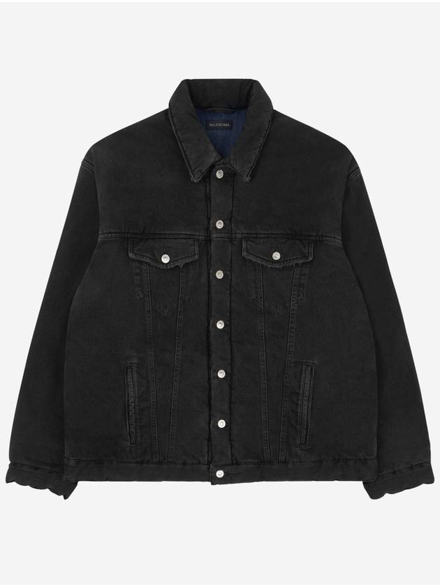 Luxury Balenciaga Trending 2026 Padded Japanese Denim Jacket Black