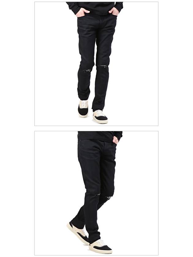 Luxury Saint Laurent Trending 2025 Men's Studded Knee Slim Fit Pants Black