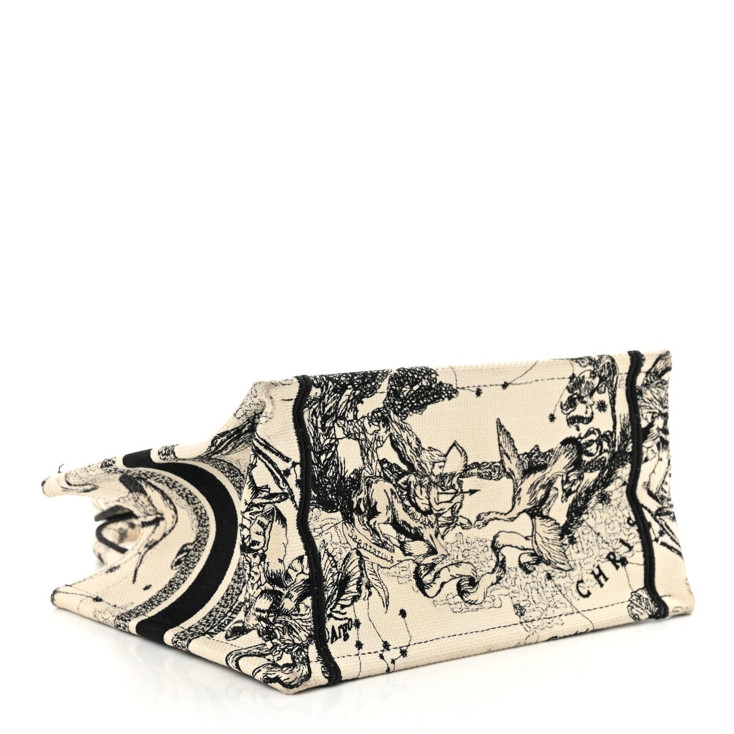 Christian Dior Canvas Embroidered Small Zodiac Toile De Jouy Book Tote Latte