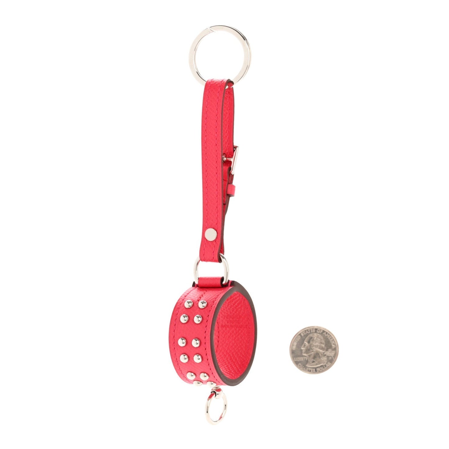 Hermes Epsom Collier de Chien Anneau Key Holder Rose Pourpre