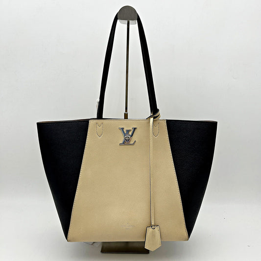 LOUIS VUITTON Calfskin Lockme Cabas Vanille Black LA12553
