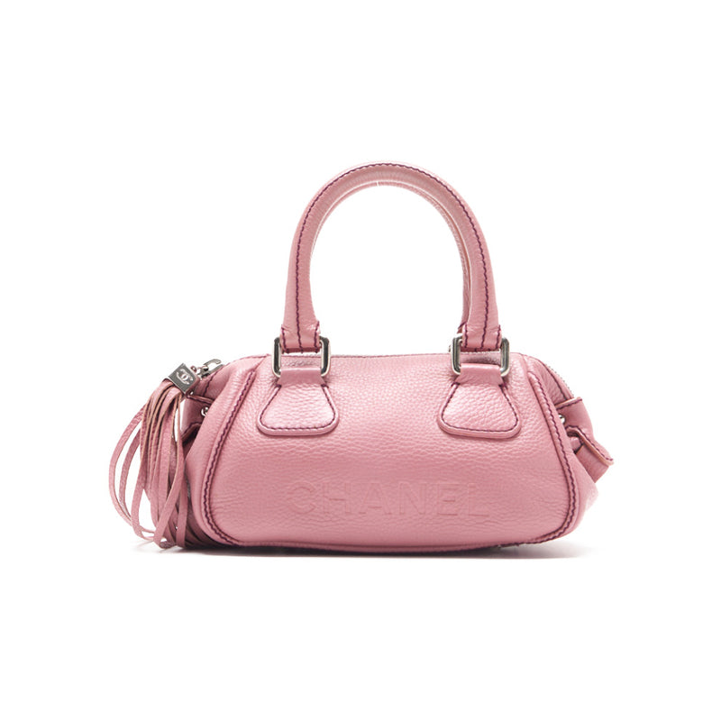 CHANEL CHANEL CABIAS SKIN LOGO MARK HANDBACK WITH FRINGE Pink (Silver G ) Shoulder Bag Mini shoulder bag  bag Ladies bag Hybrid ? Delivery? Ladies online