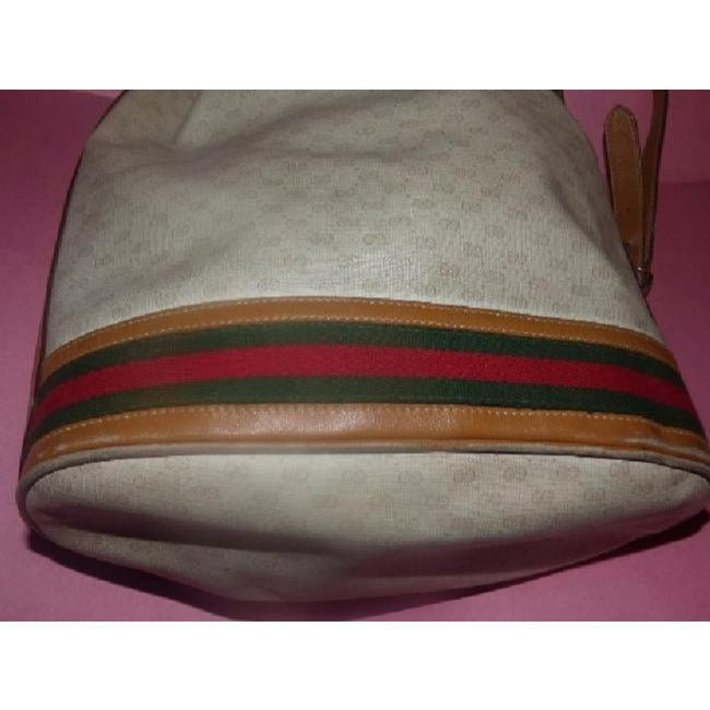 Gucci Vintage Pursesdesigner Purses Camel Small G Logo Print On Ivory Coated Canvas And Camel Leathe