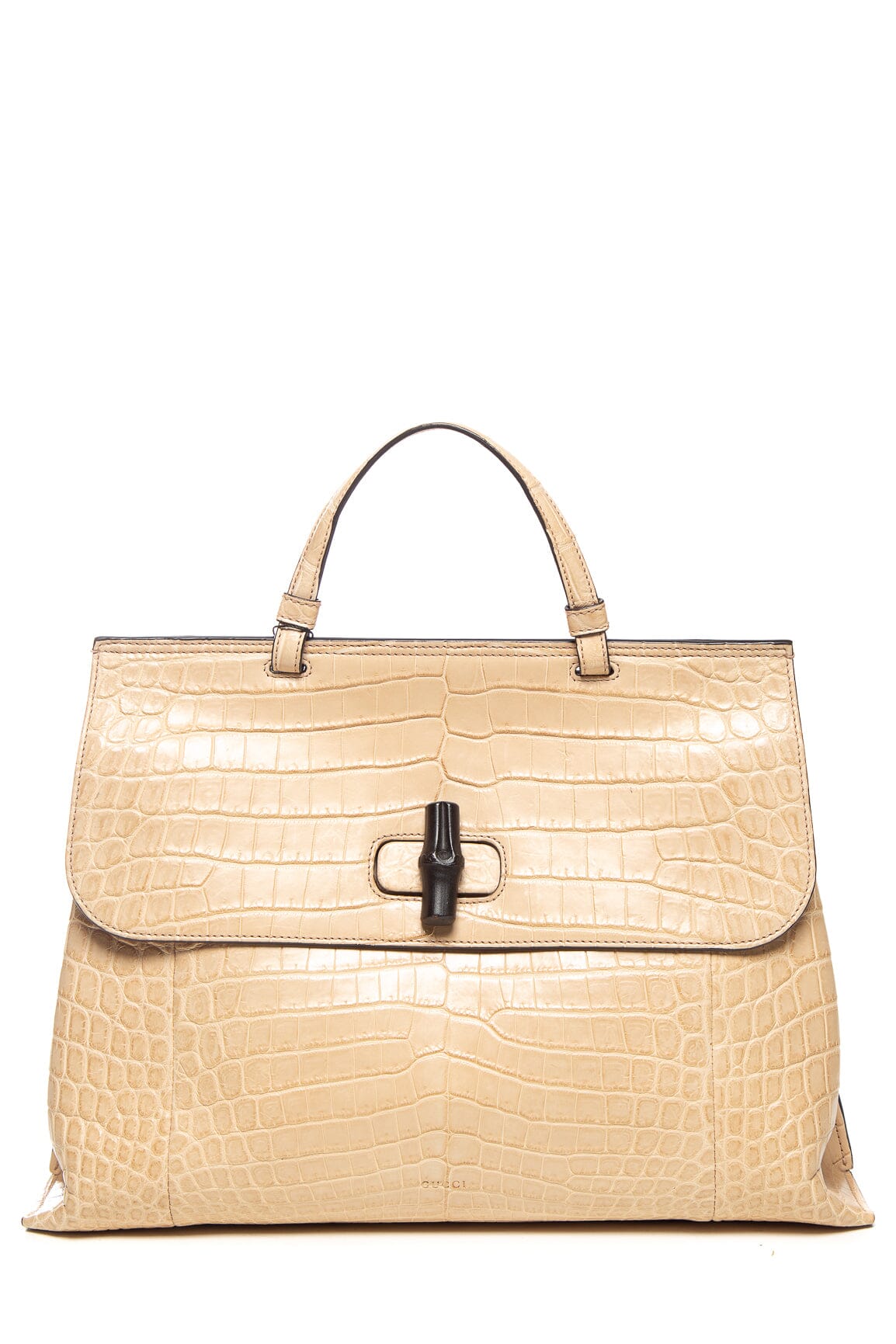 Gucci Crocodile Tan Bamboo Daily Medium Shoulder Bag