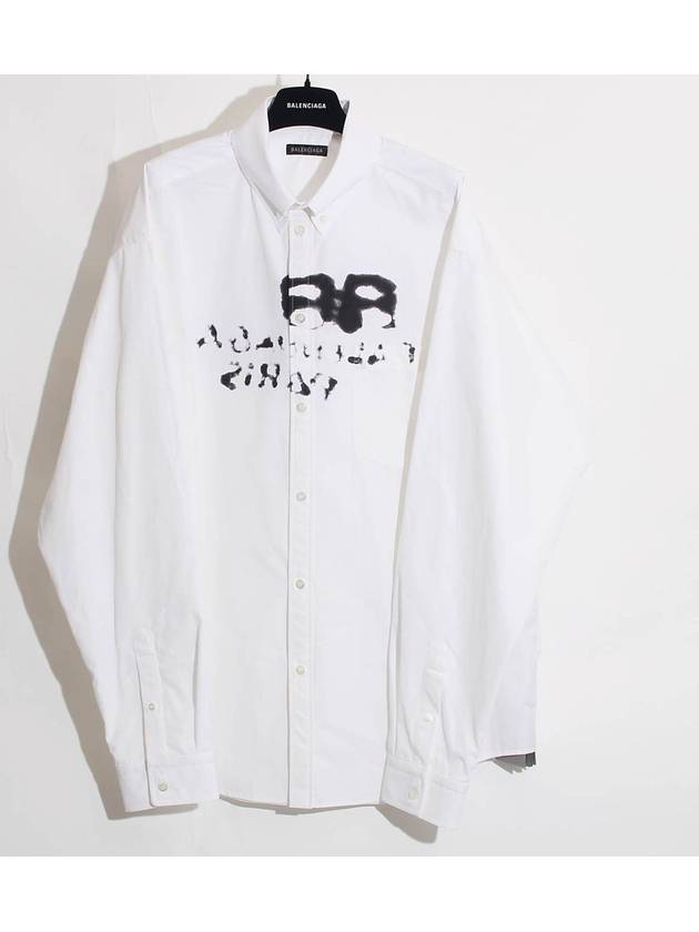 Luxury Balenciaga Trending 2026 Hand Drawn BB Overfit Long Sleeve Shirt White